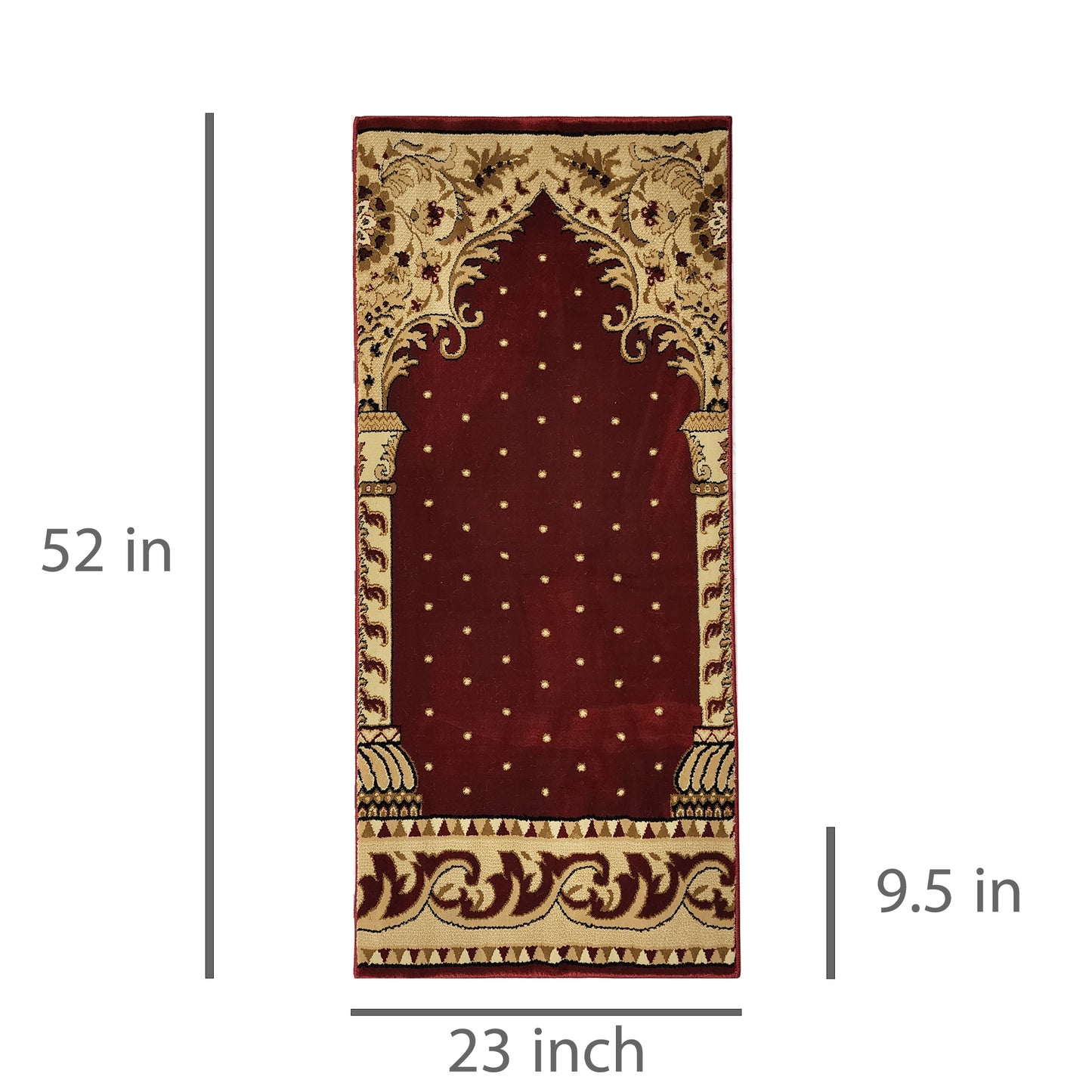 AL-AQSA with dots Red Single Prayer Carpet Mat