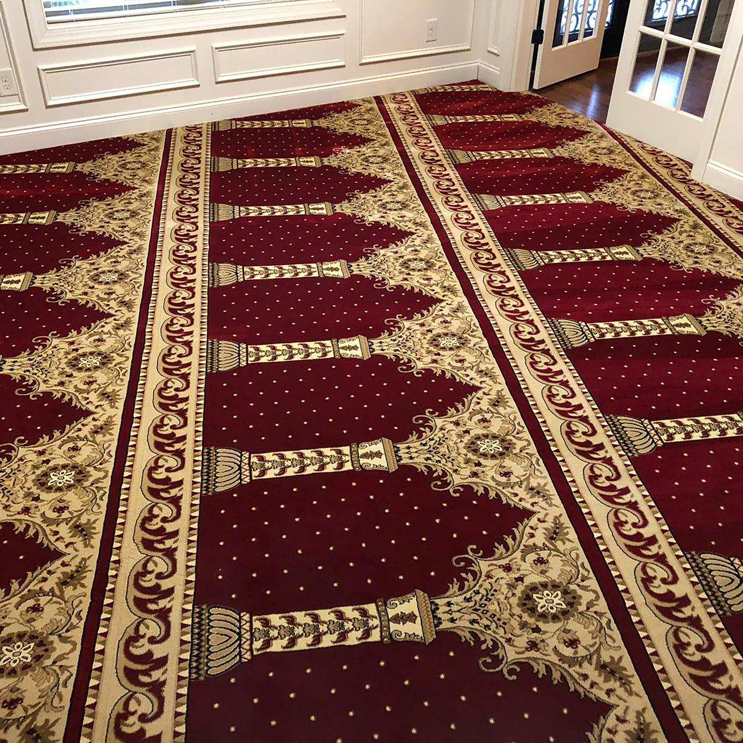 AL-AQSA Red with Gold Mosque & Masjid Carpet