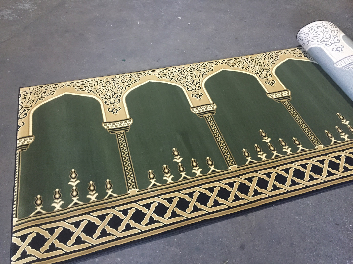 DUBAI Luxury Olive Green with Black Saf Mosque & Masjid Carpet