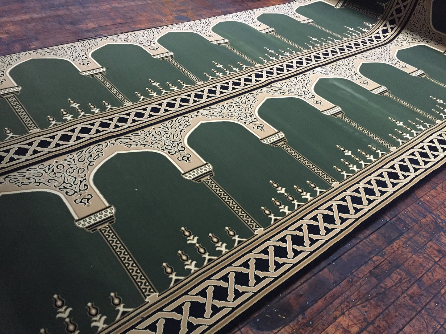 DUBAI Luxury Olive Green with Black Saf Mosque & Masjid Carpet