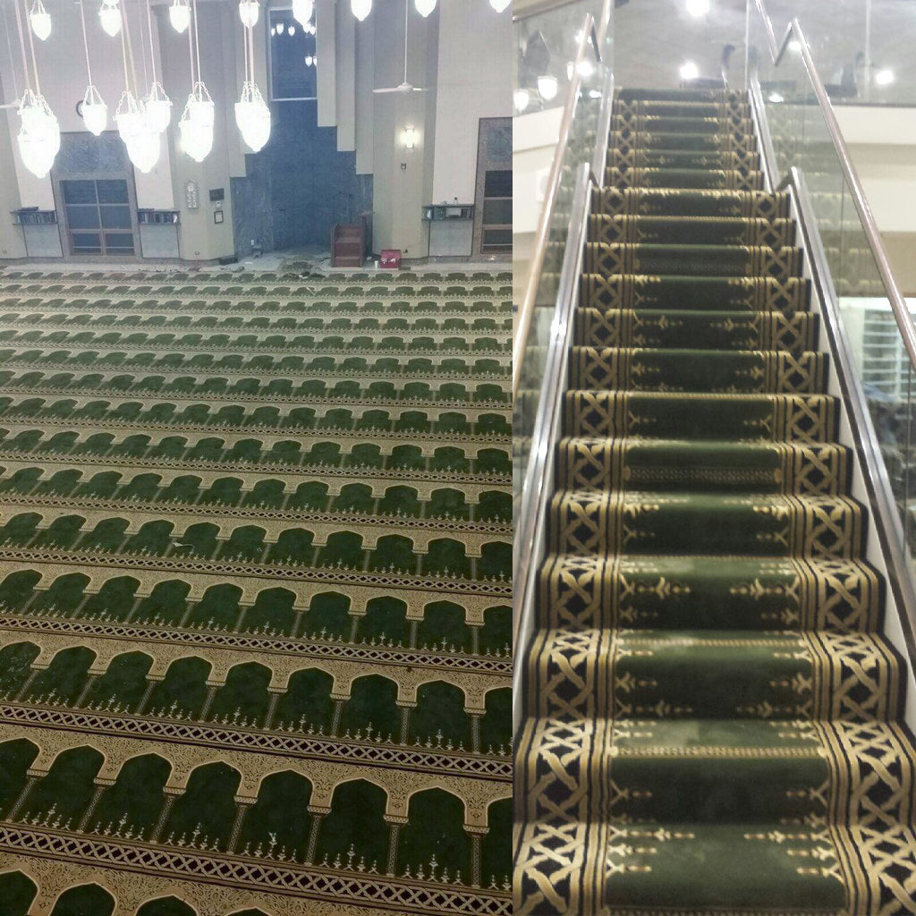 DUBAI Luxury Olive Green with Black Saf Mosque & Masjid Carpet
