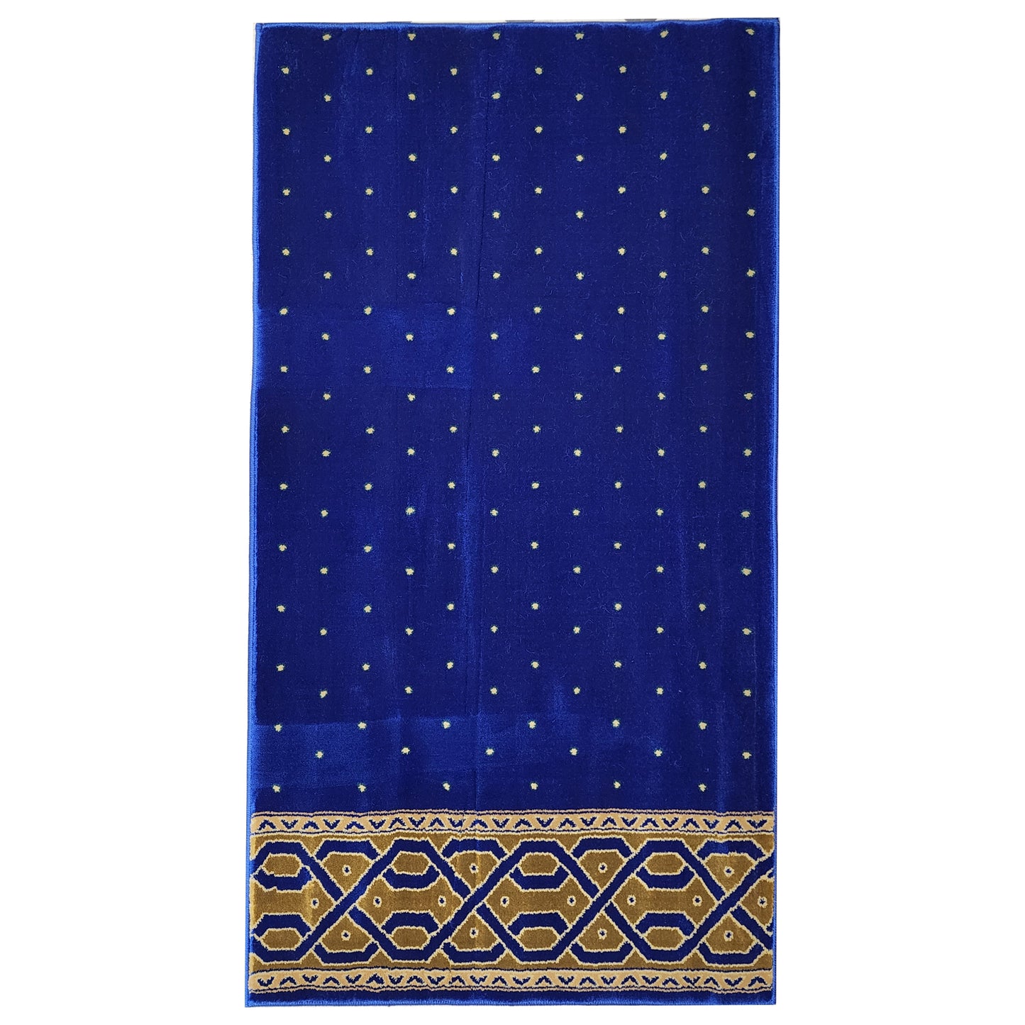 KHALID Navy Blue with Gold Border Single Prayer Carpet Mat