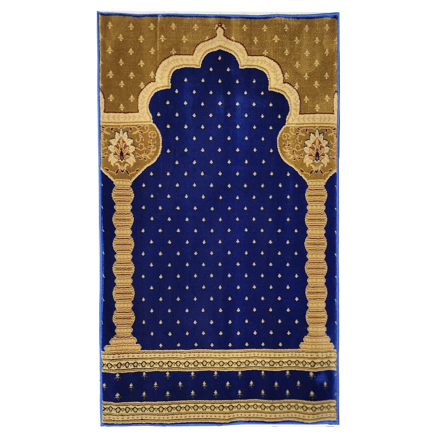 SULTAN Navy Blue Gold Single Prayer Carpet Mat