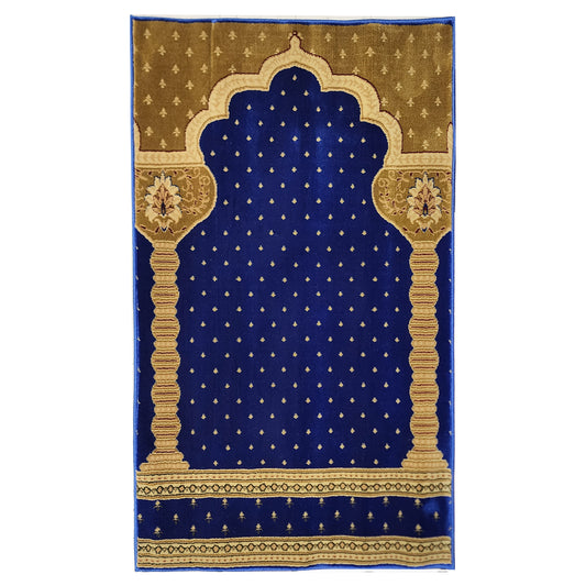 SULTAN Navy Blue Gold Single Prayer Carpet Mat