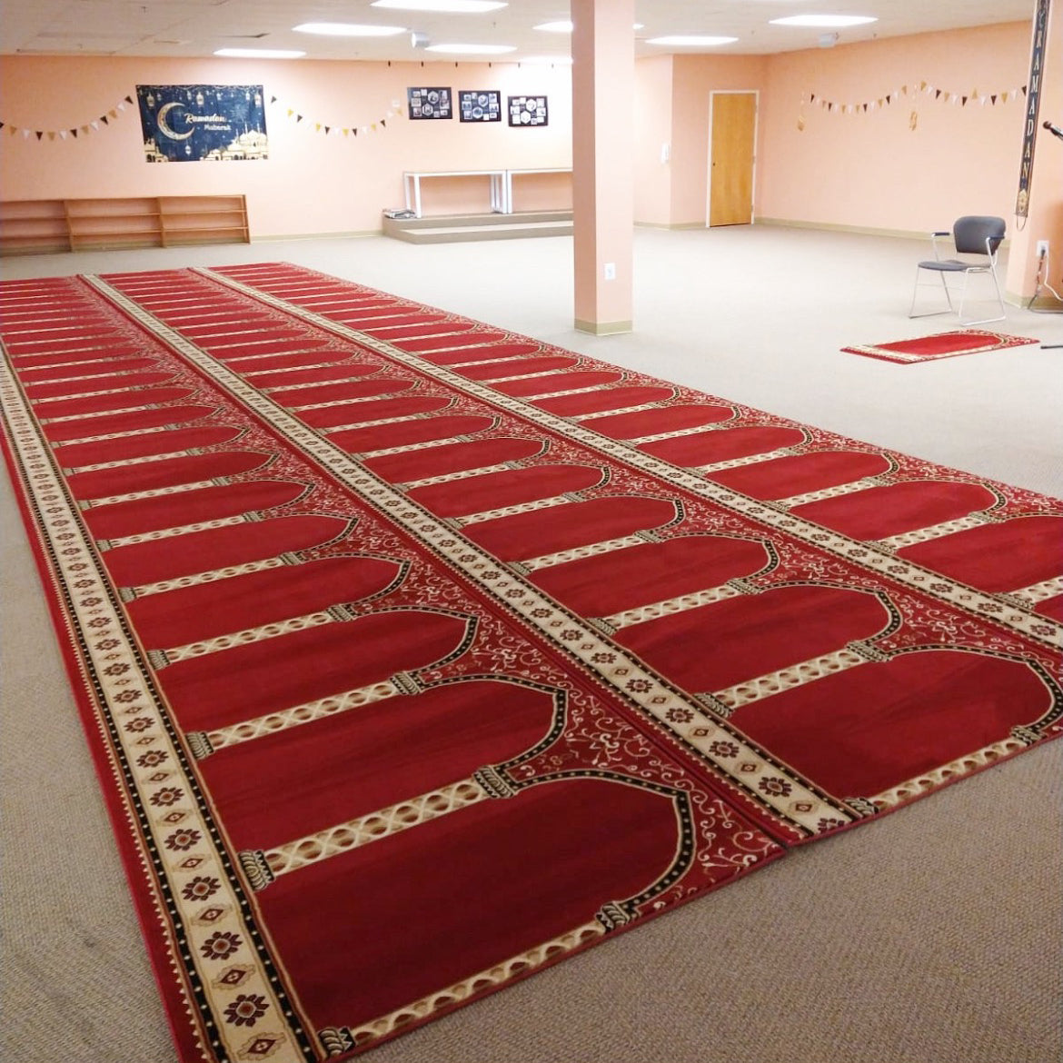 HEJAZ Red New Simple Plain Mosque & Masjid Carpet