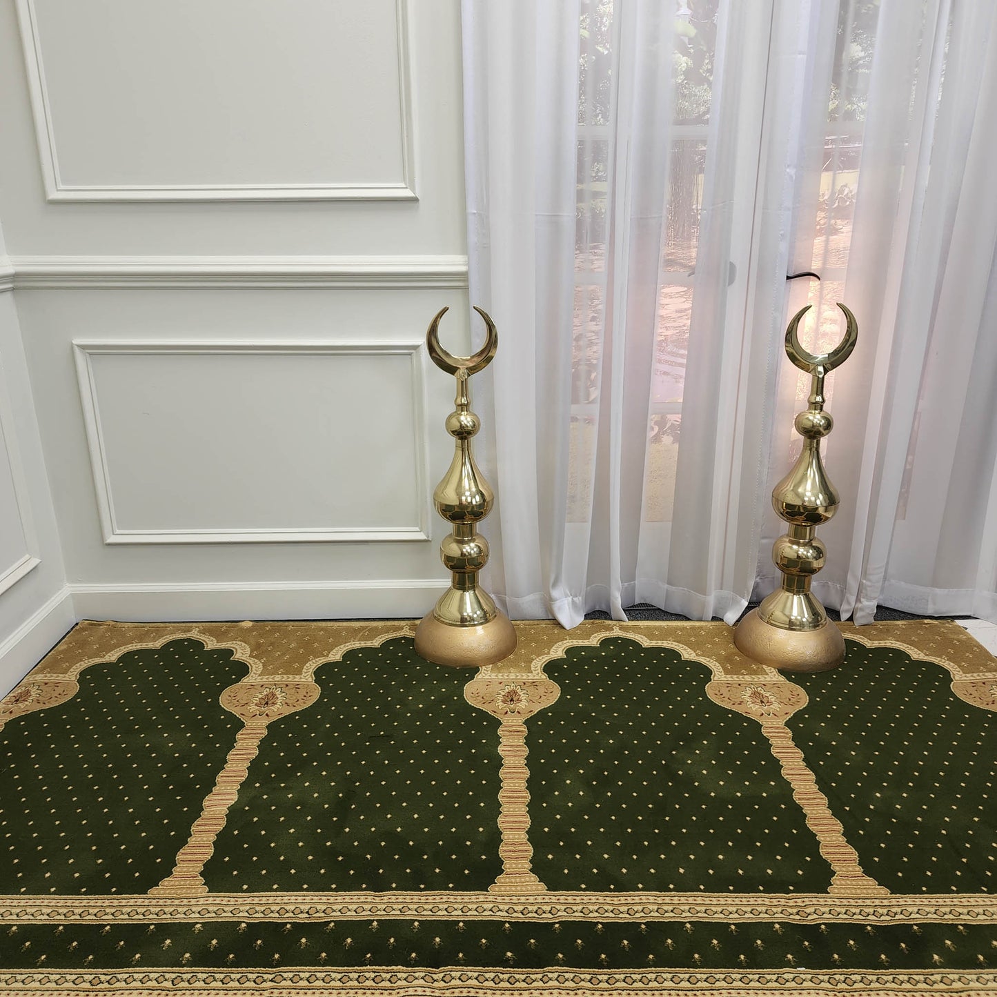 MADINA Luxury Olive Green with Gold Mosque & Masjid Carpet