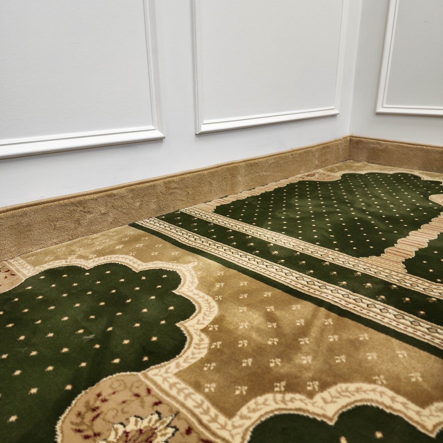 MADINA Luxury Olive Green with Gold Mosque & Masjid Carpet
