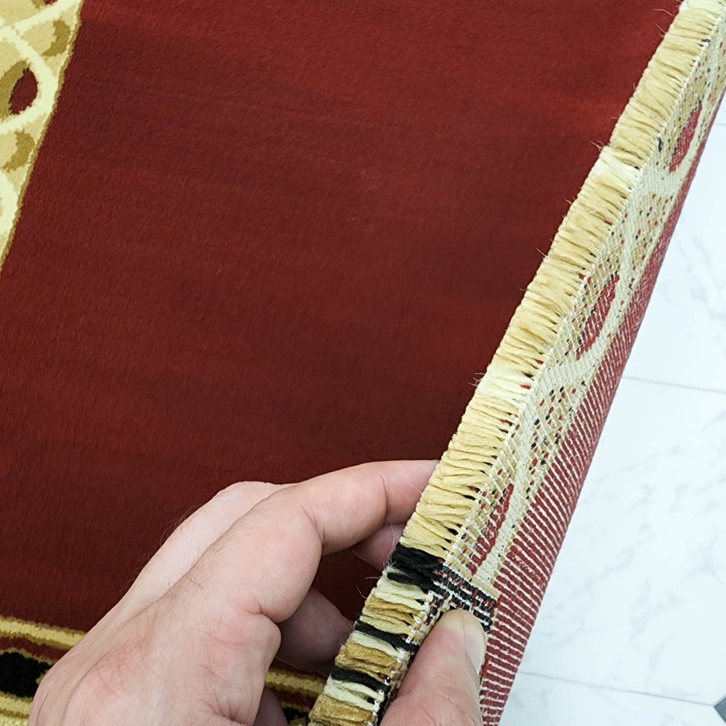HEJAZ Red New Simple Plain Mosque & Masjid Carpet