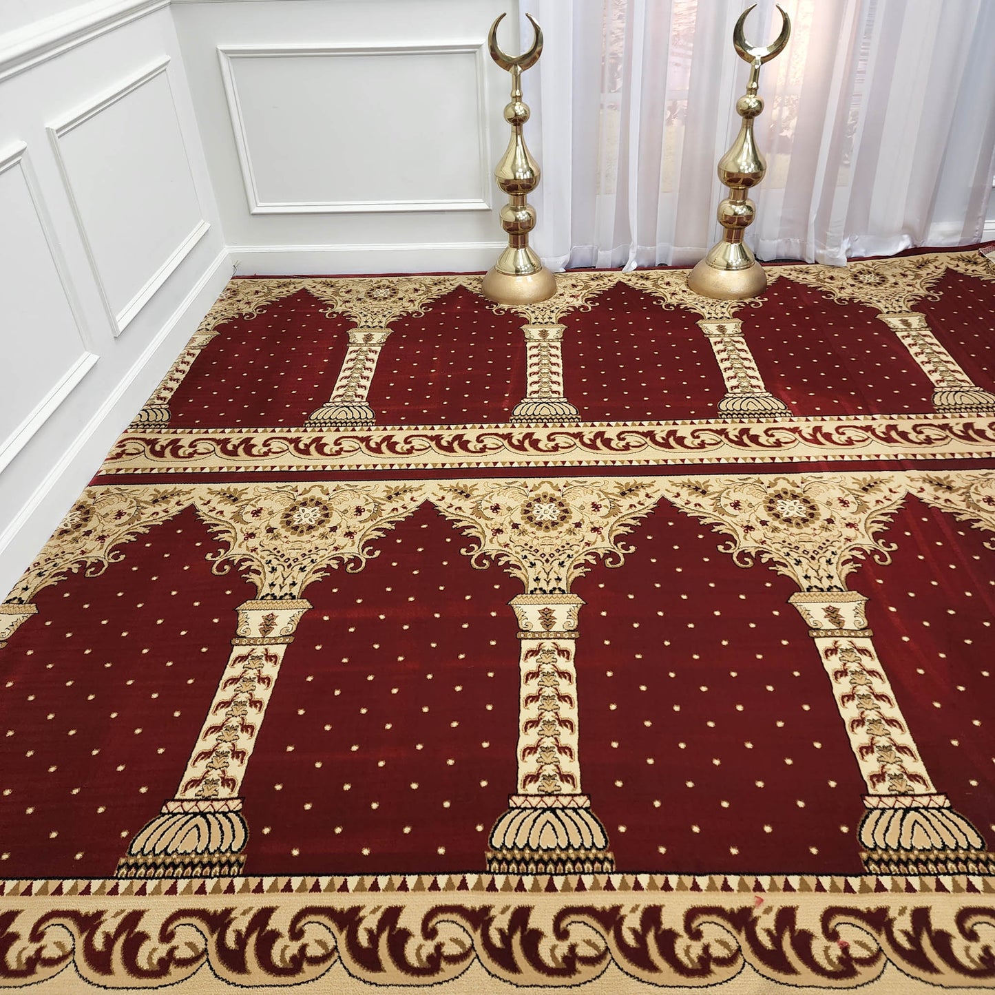 AL-AQSA Red with Gold Mosque & Masjid Carpet