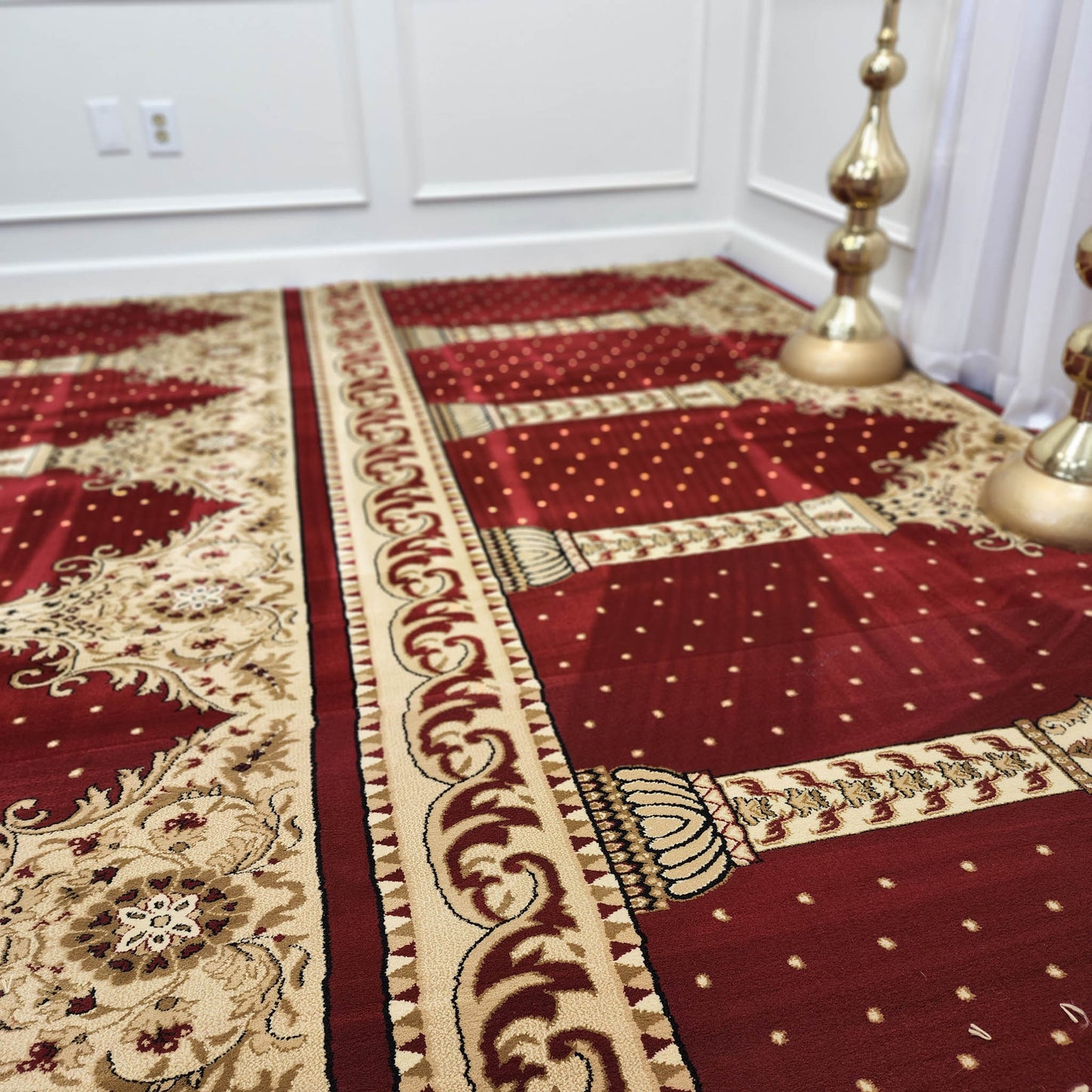 AL-AQSA Red with Gold Mosque & Masjid Carpet