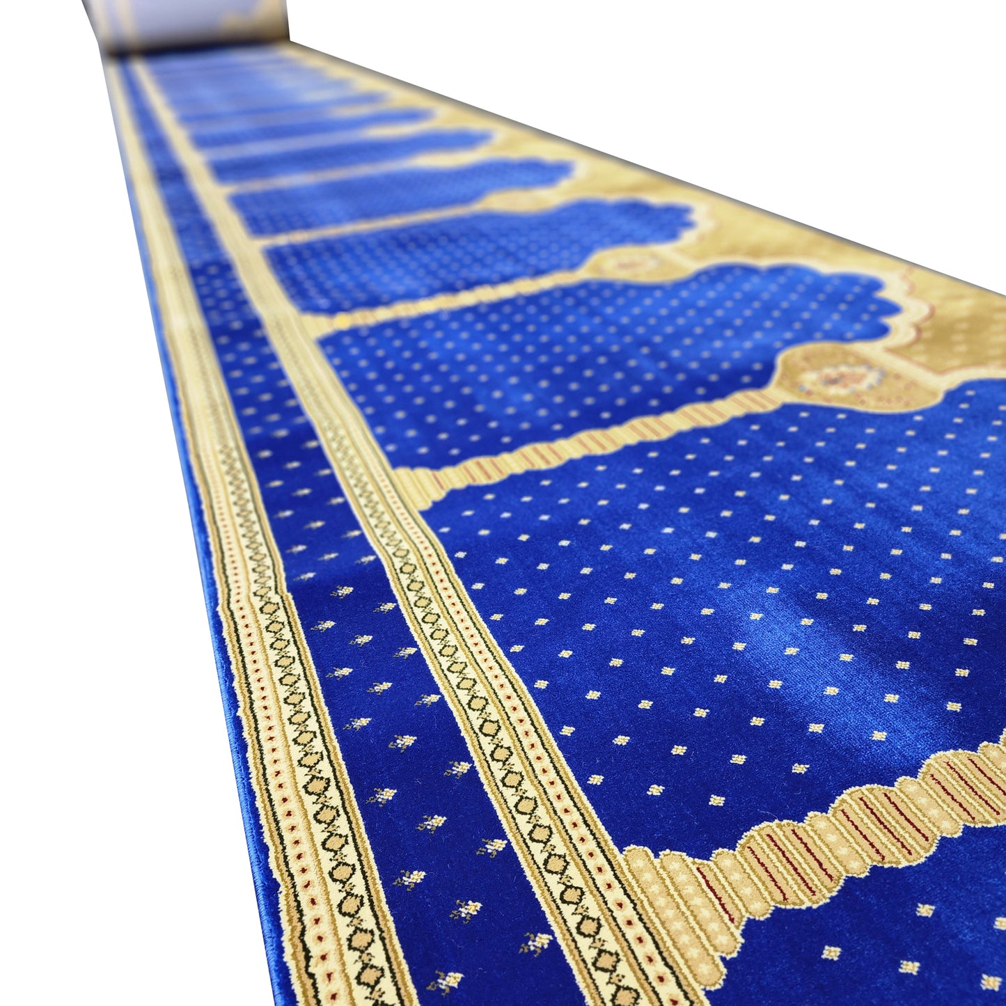 SULTAN Navy Blue Gold Portable Prayer Rug Runner FREE Shipping