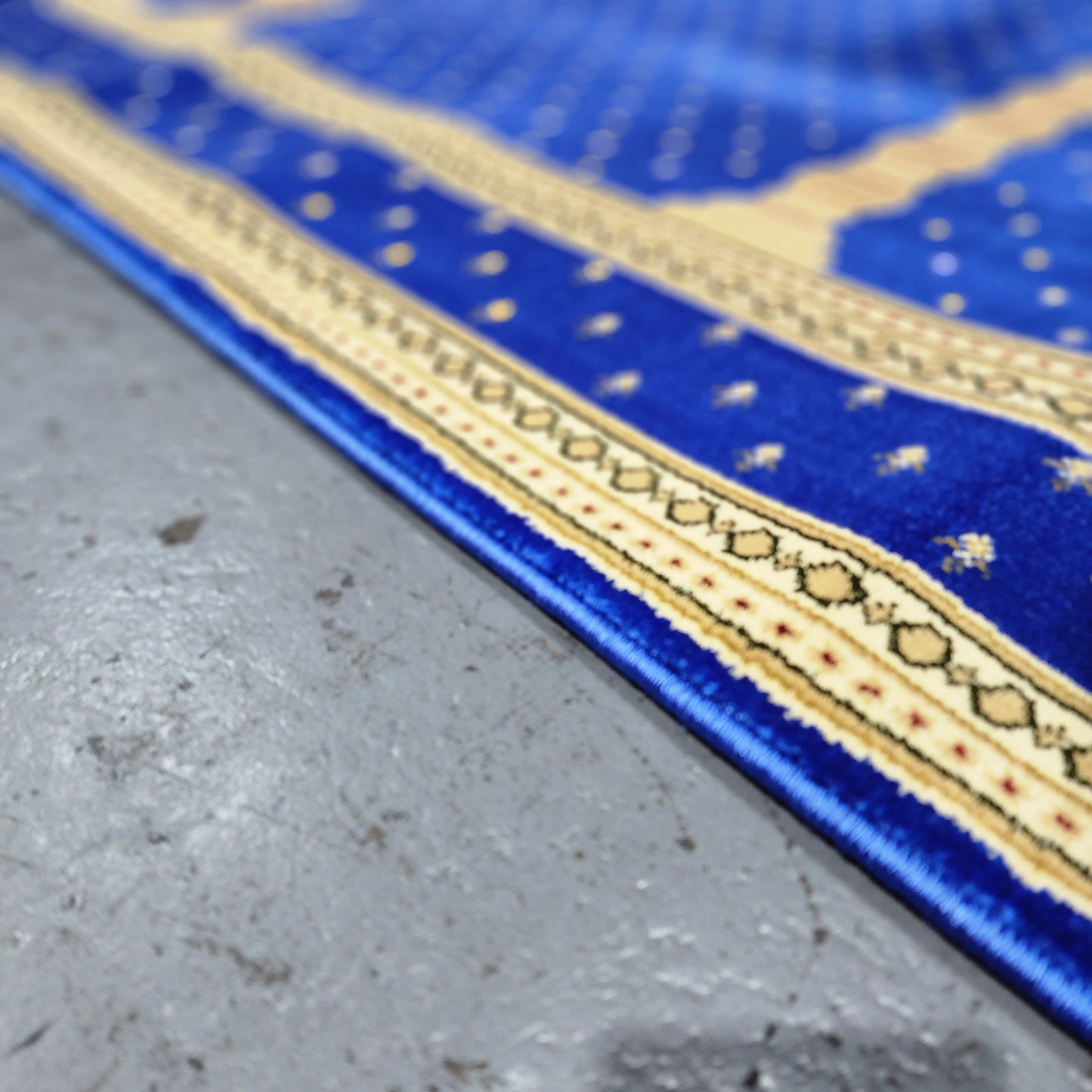 SULTAN Navy Blue Gold Portable Prayer Rug Runner FREE Shipping
