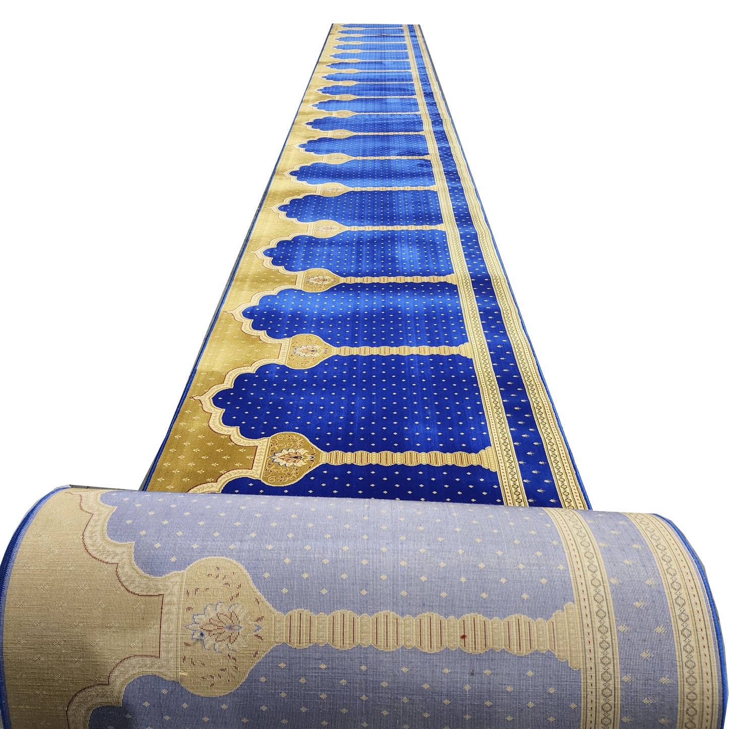 SULTAN Navy Blue Gold Portable Prayer Rug Runner FREE Shipping