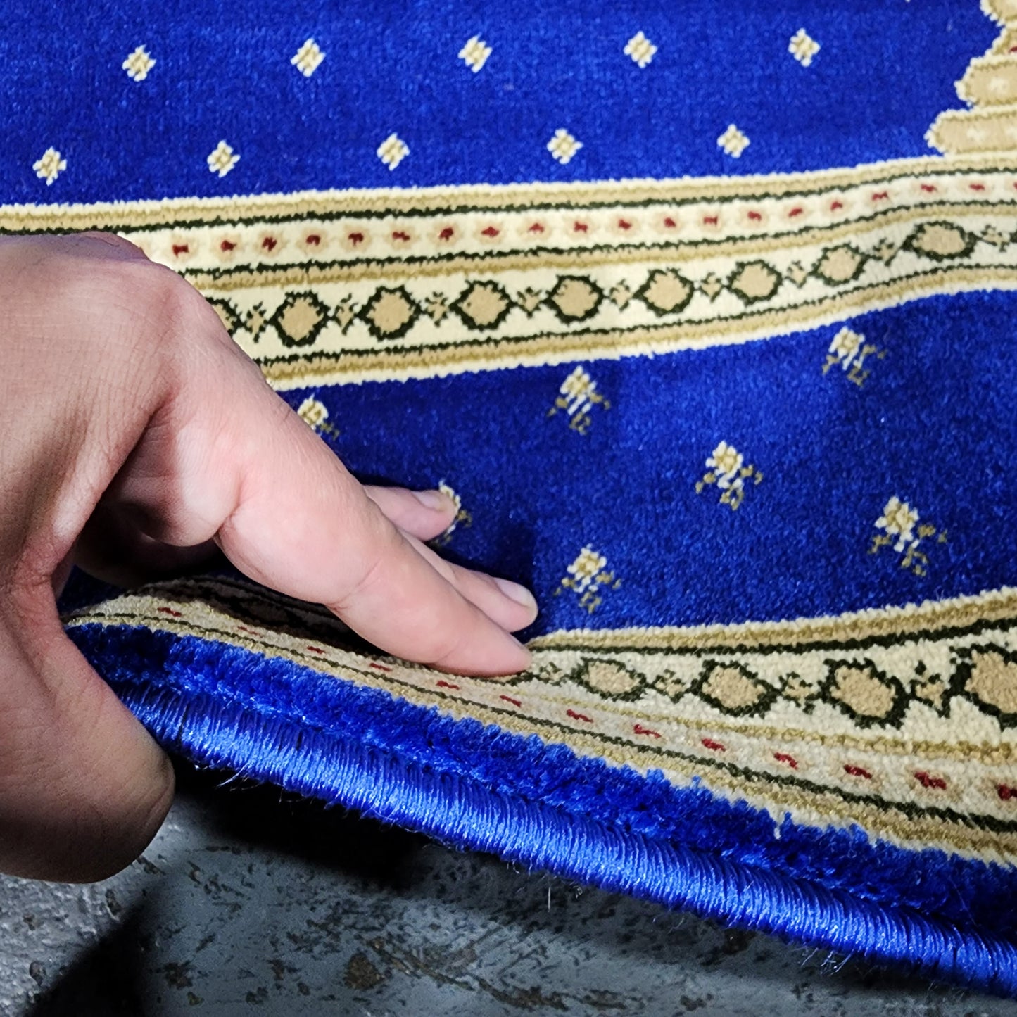 SULTAN Navy Blue Gold Portable Prayer Rug Runner FREE Shipping