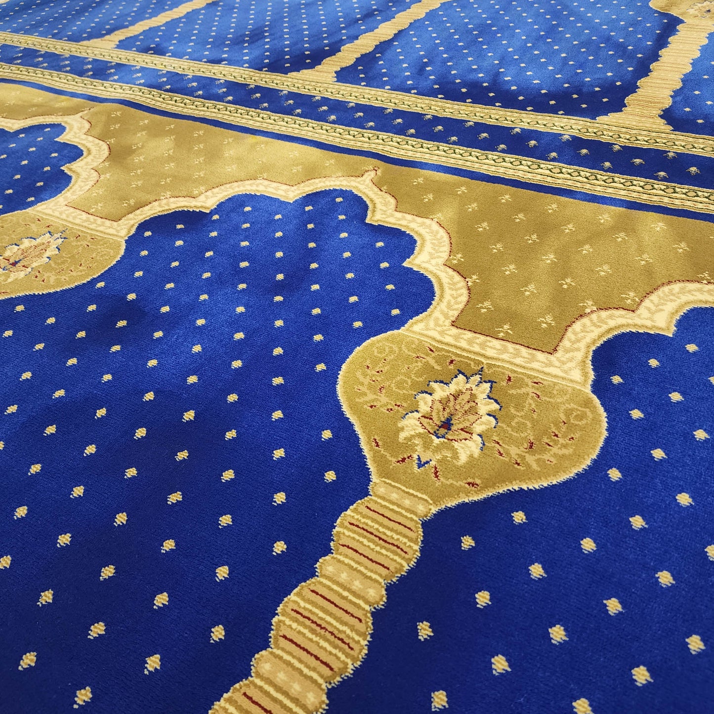 SULTAN Luxury Navy Blue with Gold Mosque & Masjid Carpet