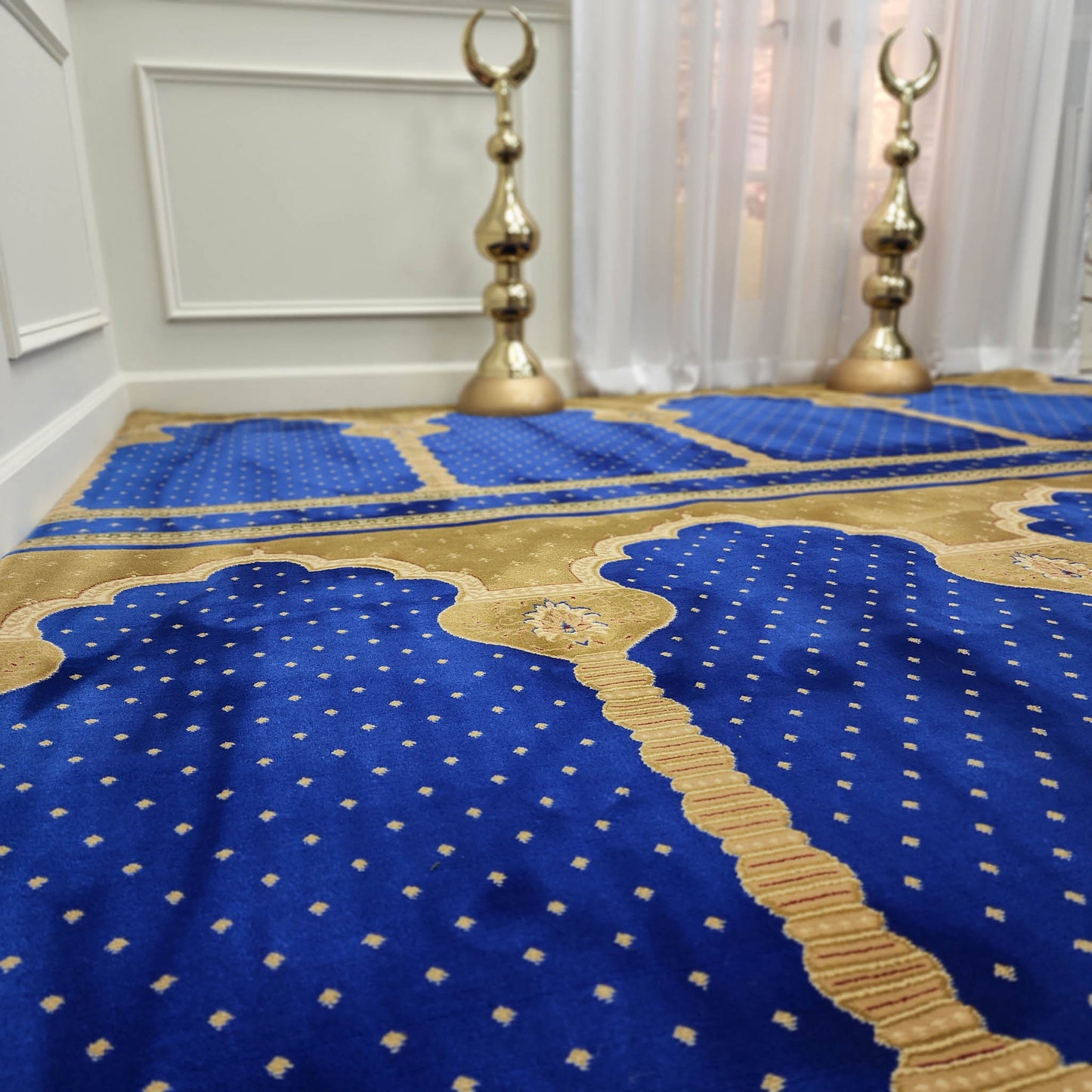 SULTAN Luxury Navy Blue with Gold Mosque & Masjid Carpet