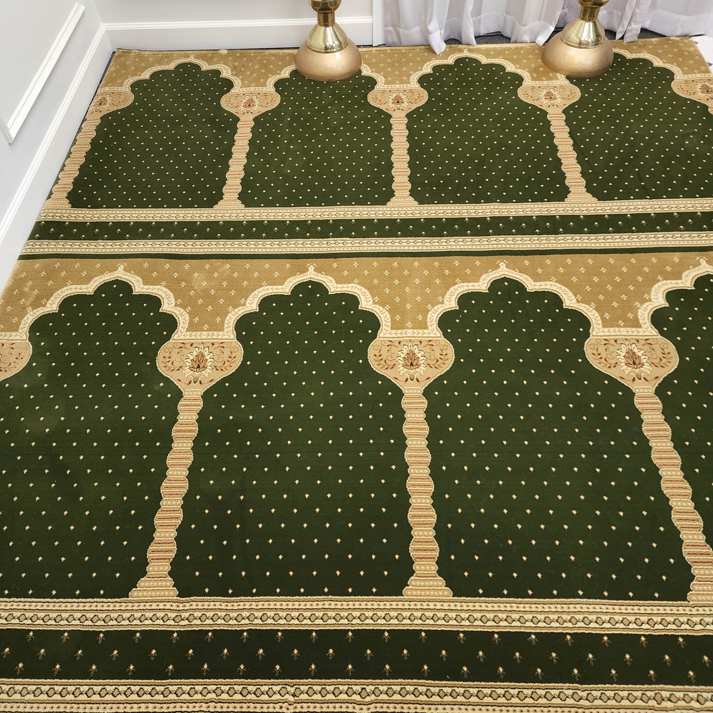 MADINA Luxury Olive Green with Gold Mosque & Masjid Carpet