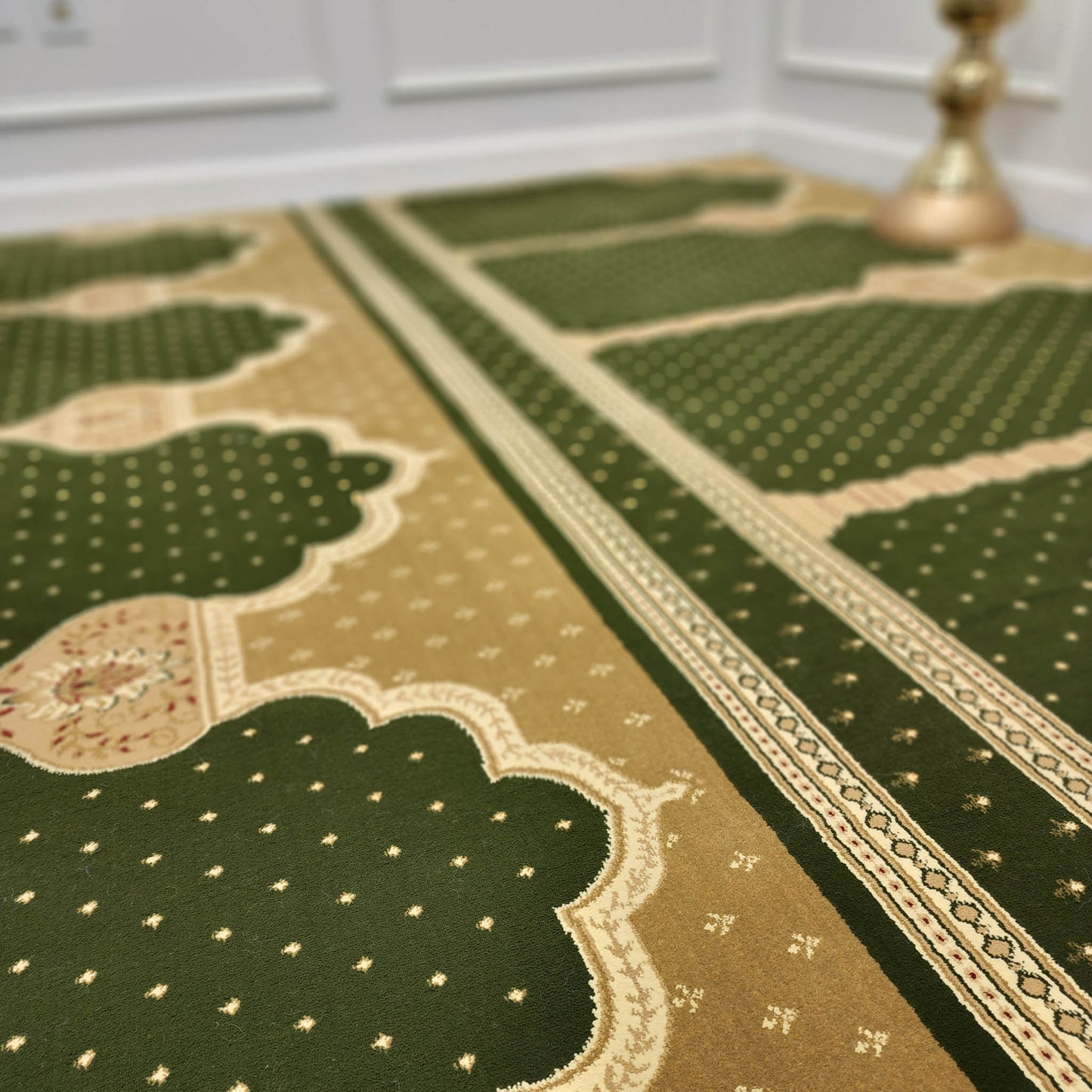 MADINA Luxury Olive Green with Gold Mosque & Masjid Carpet