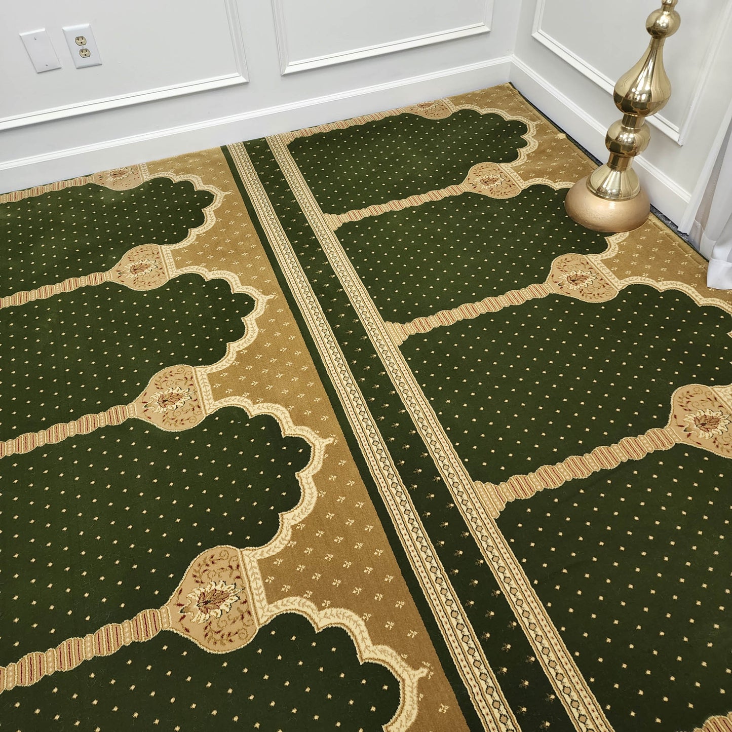 MADINA Luxury Olive Green with Gold Mosque & Masjid Carpet