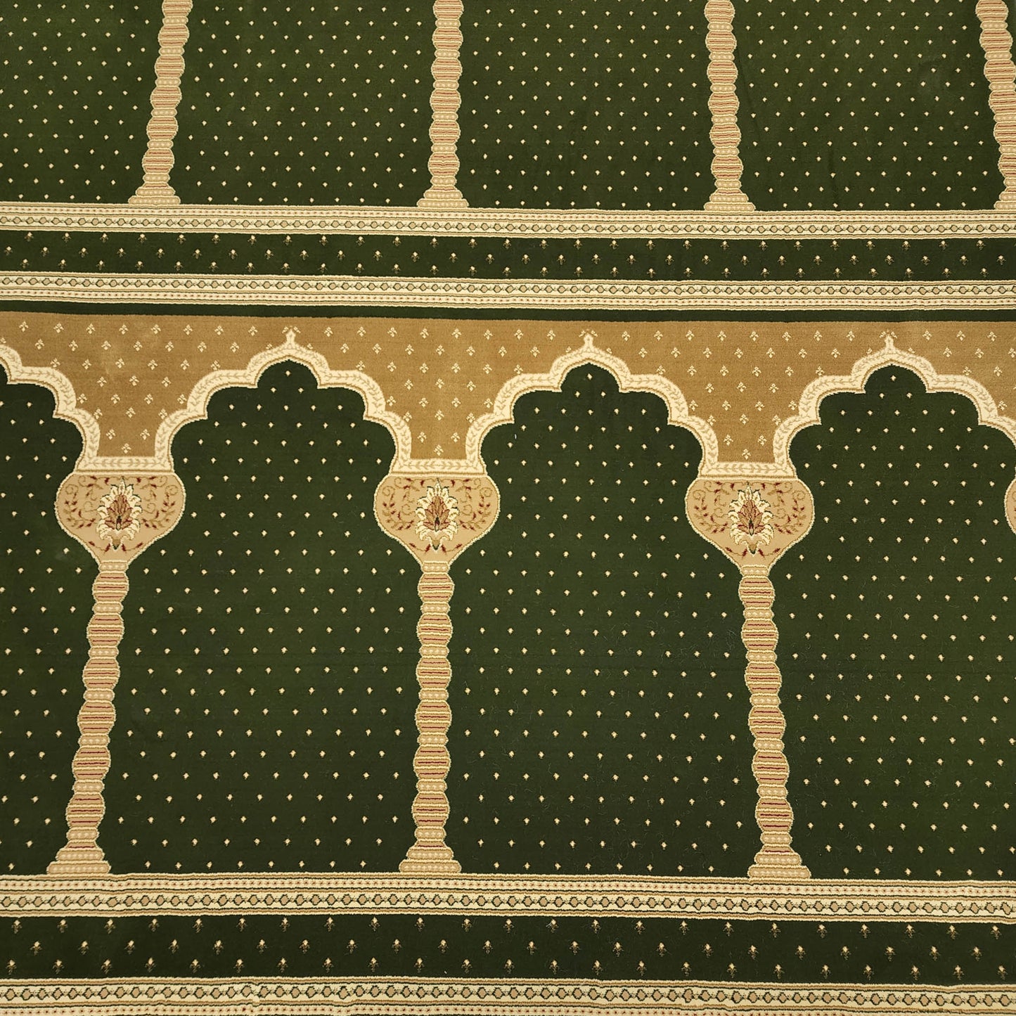 MADINA Luxury Olive Green with Gold Mosque & Masjid Carpet