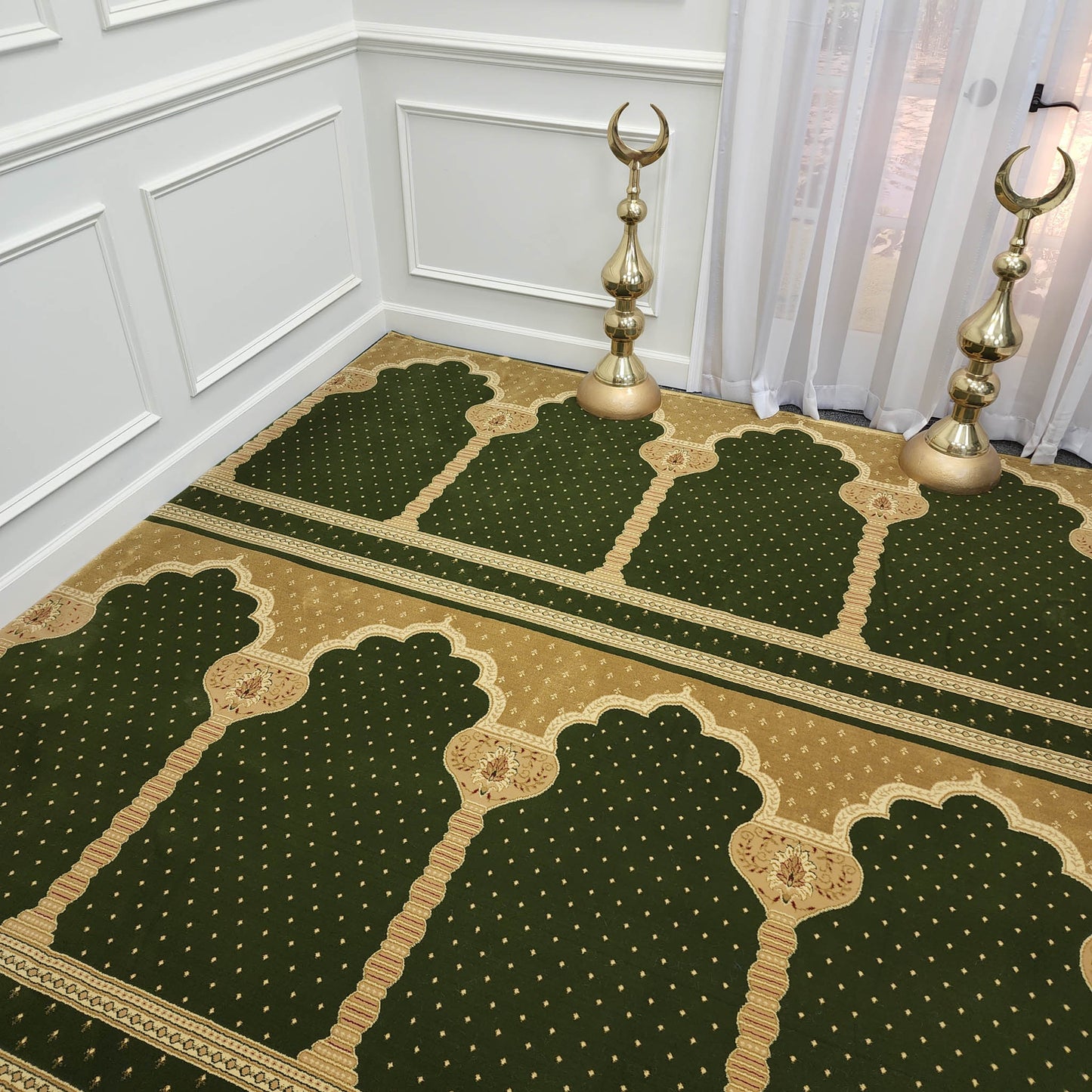 MADINA Luxury Olive Green with Gold Mosque & Masjid Carpet