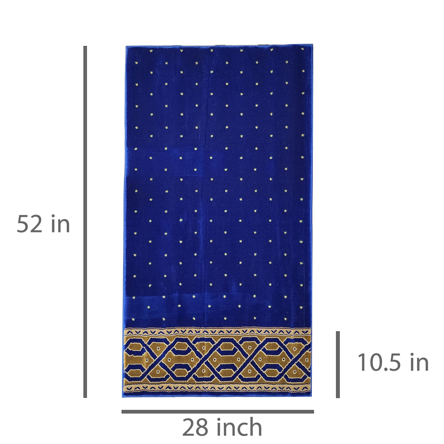 KHALID Navy Blue with Gold Border Single Prayer Carpet Mat