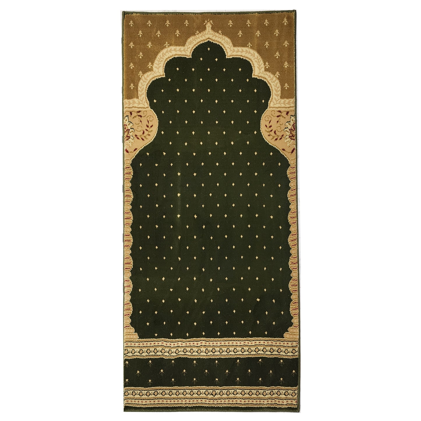 MADINA Green-Gold Single Prayer Carpet Mat