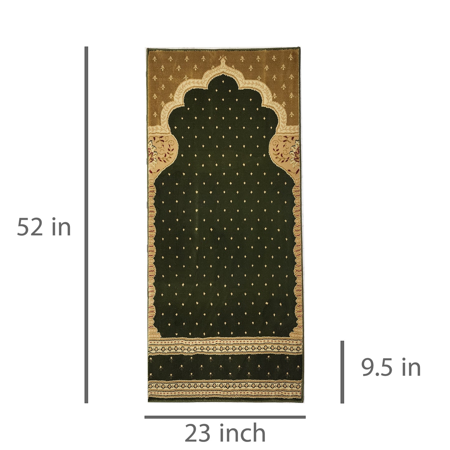 MADINA Green-Gold Single Prayer Carpet Mat