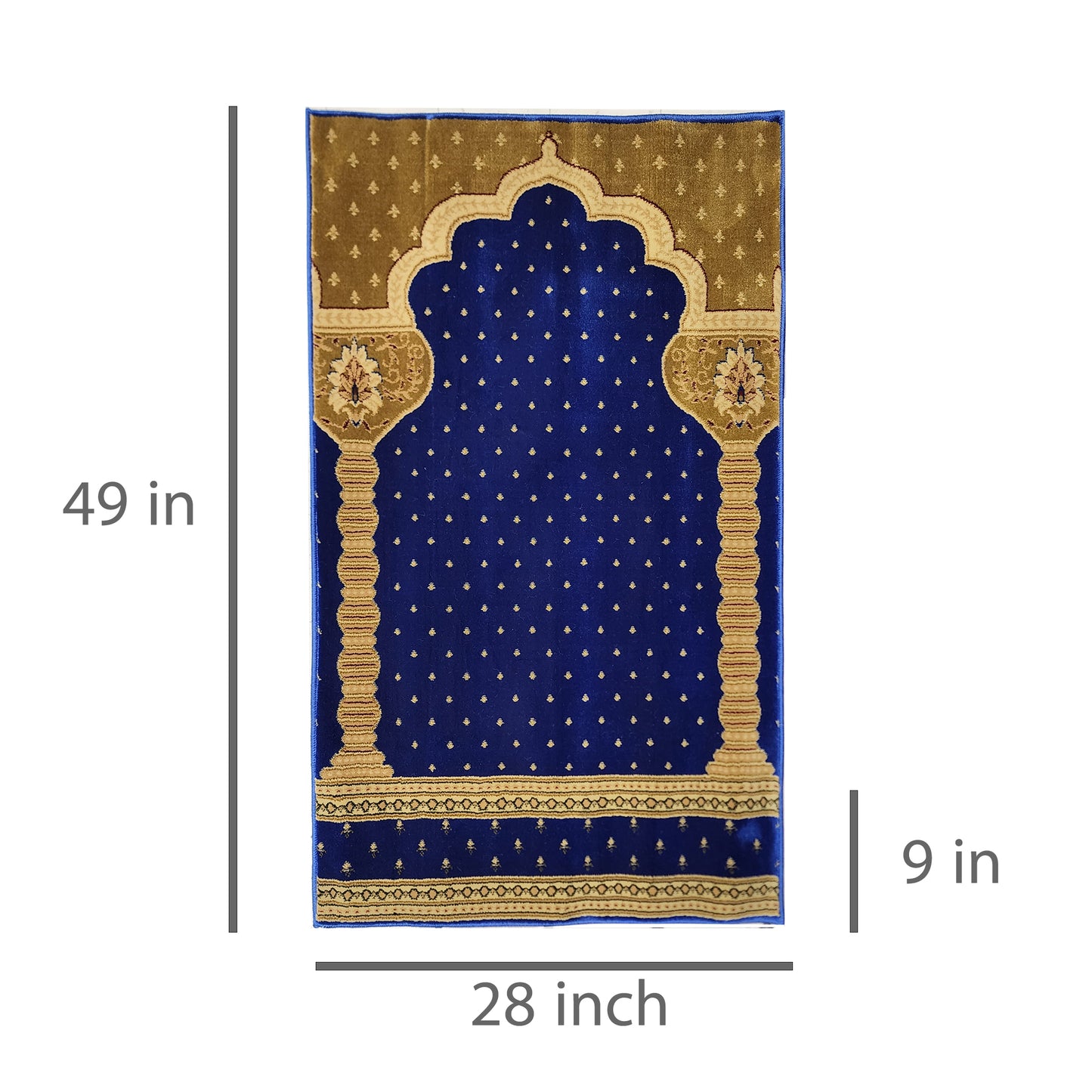 SULTAN Navy Blue Gold Single Prayer Carpet Mat
