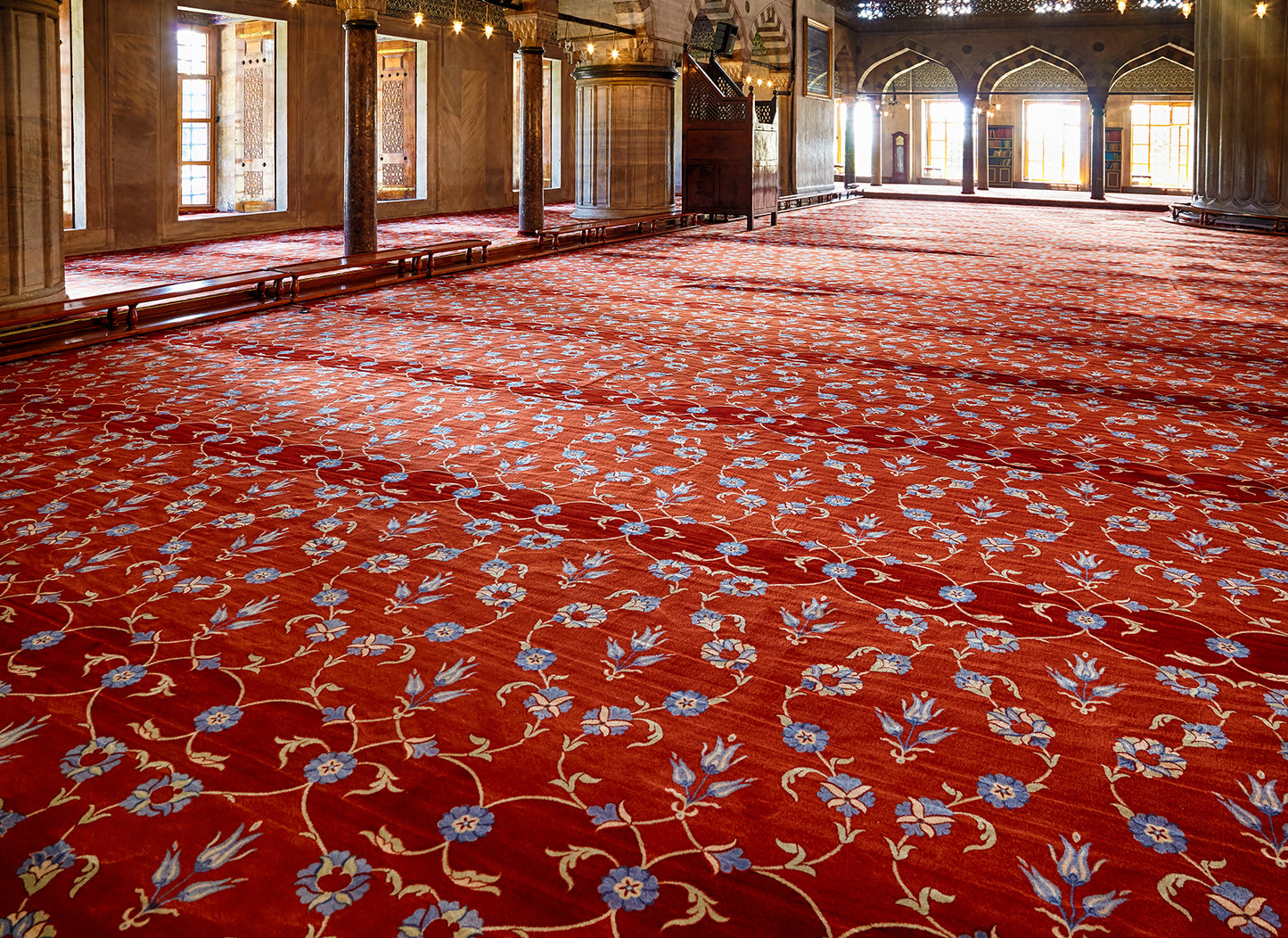 ISTANBUL BLUE MOSQUE Red Floral Mosque & Masjid Carpet