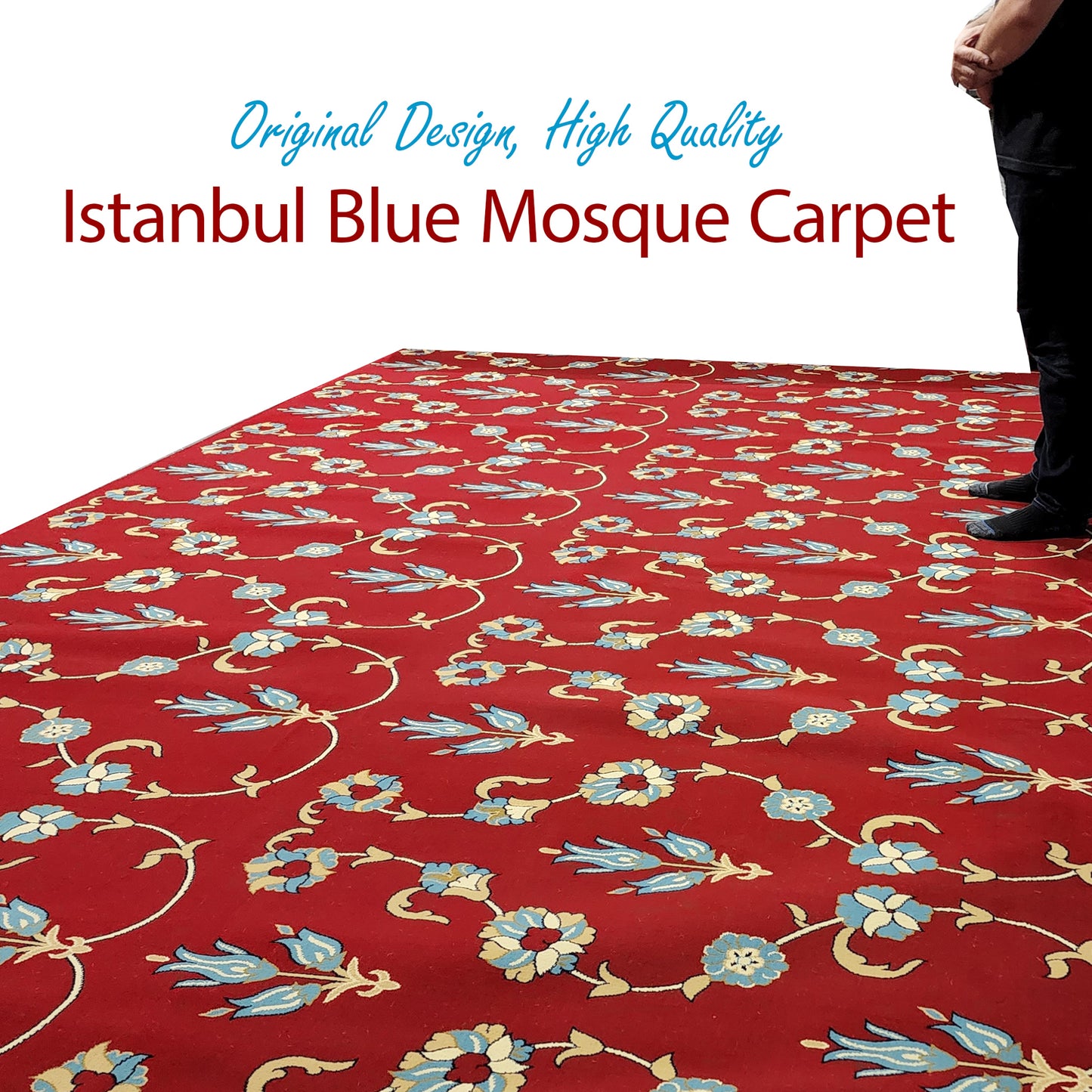 Genuine ISTANBUL Blue Mosque Carpet 8 ft x 8 ft Ready for Prayer Rug