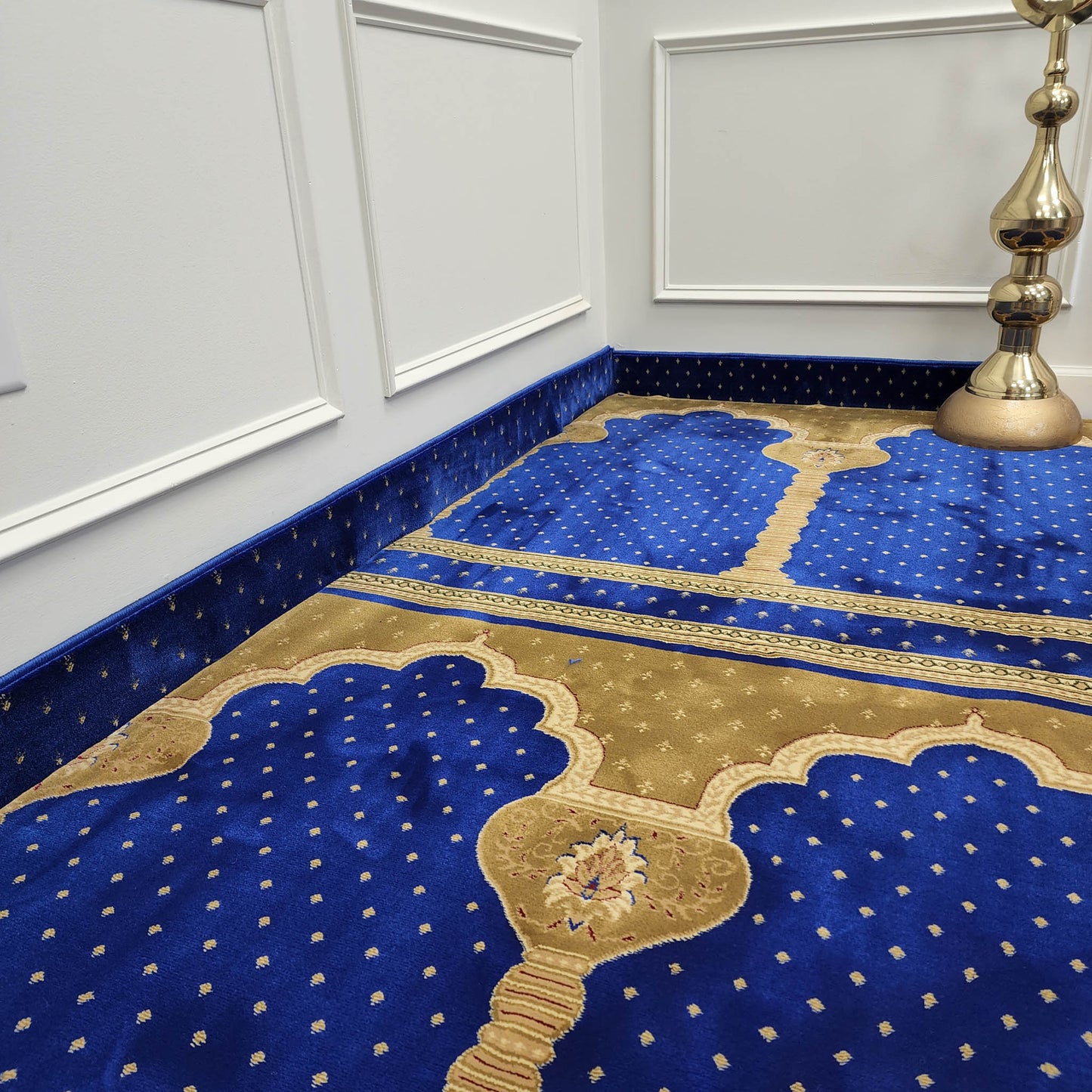 SULTAN Luxury Navy Blue with Gold Mosque & Masjid Carpet