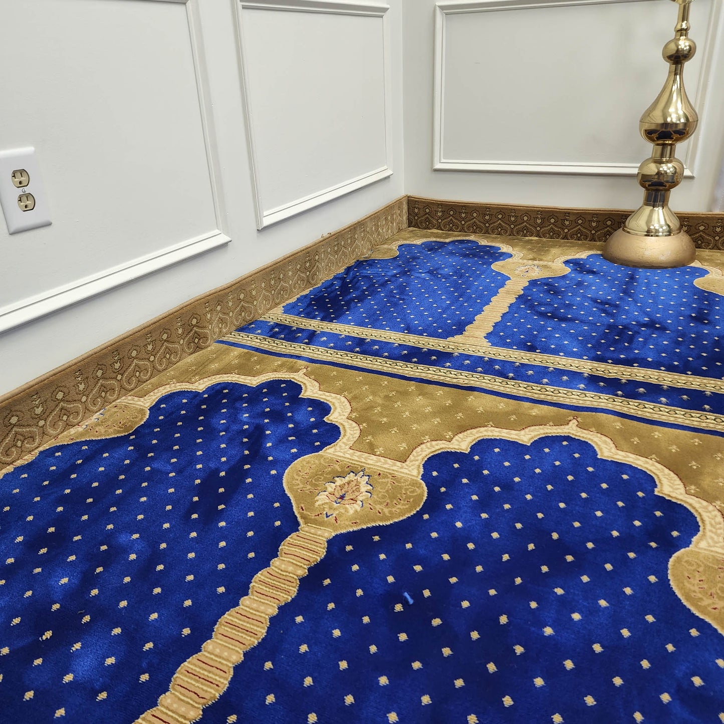 SULTAN Luxury Navy Blue with Gold Mosque & Masjid Carpet