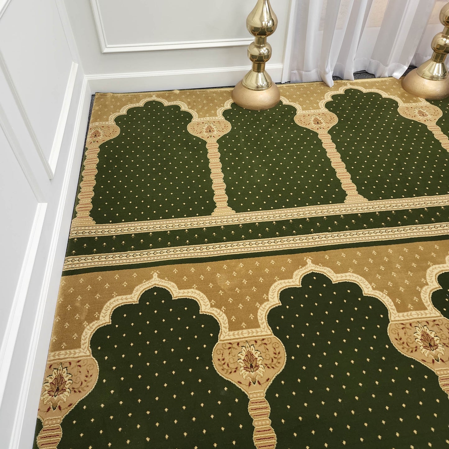 MADINA Luxury Olive Green with Gold Mosque & Masjid Carpet