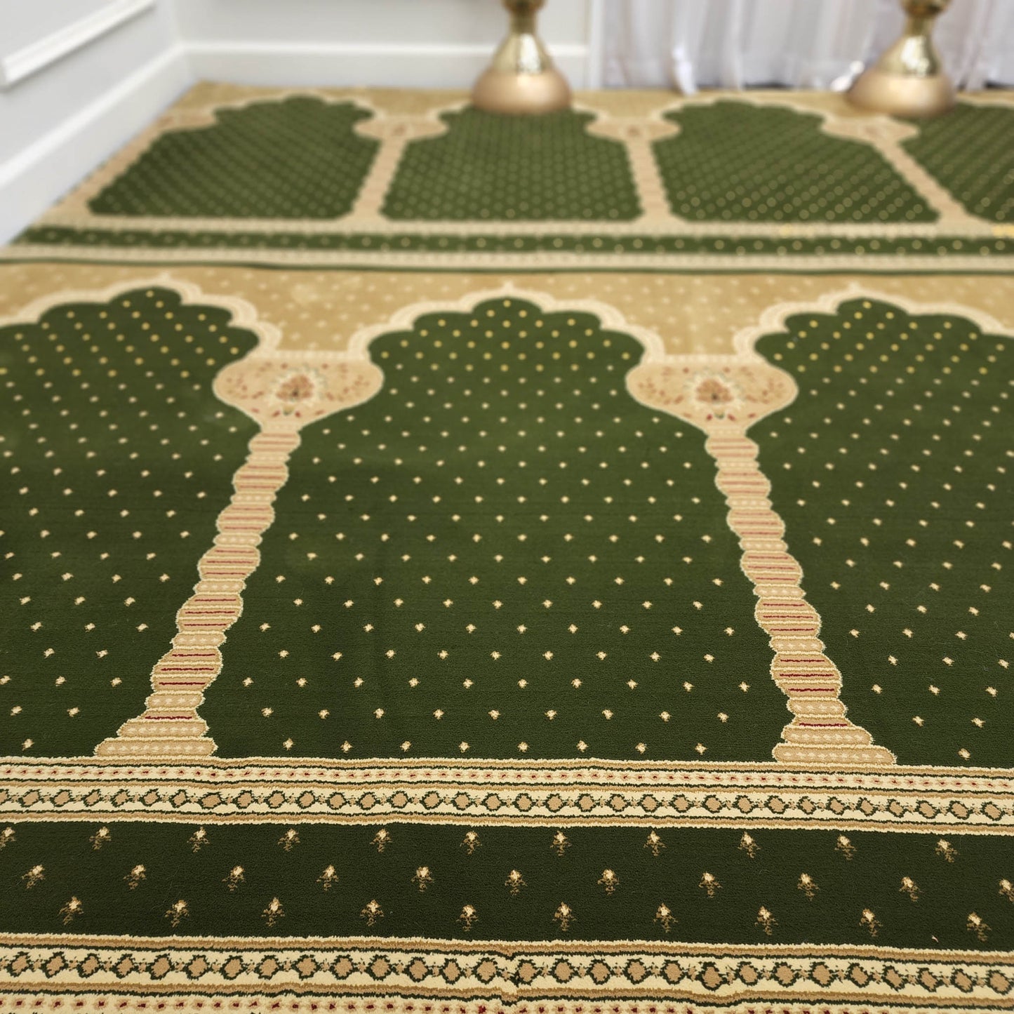 MADINA Luxury Olive Green with Gold Mosque & Masjid Carpet